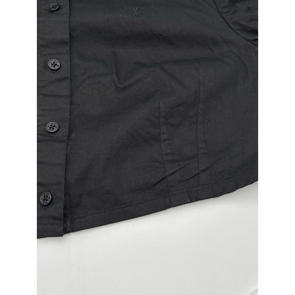Ksubi Cropped Button Front Shirt Womens M Black Minimalist Luxury Cotton - Picture 9 of 11